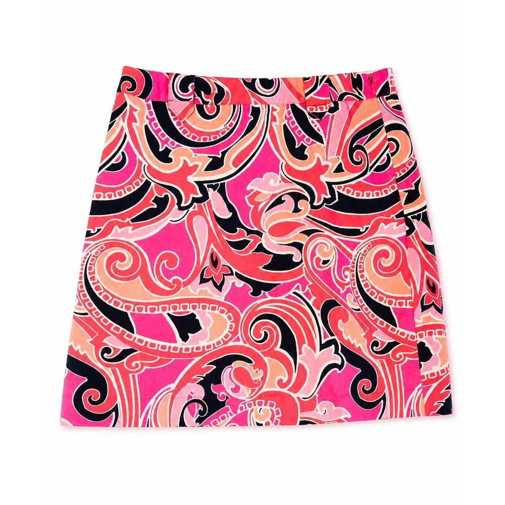 Crown & Ivy Pink Paisley Corduroy Mini Skirt Womens Size 2 Retro Stretch Cotton